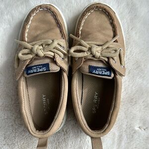 Sperry Tan Dress Shoes with Suede Finish and Decorative Laces
